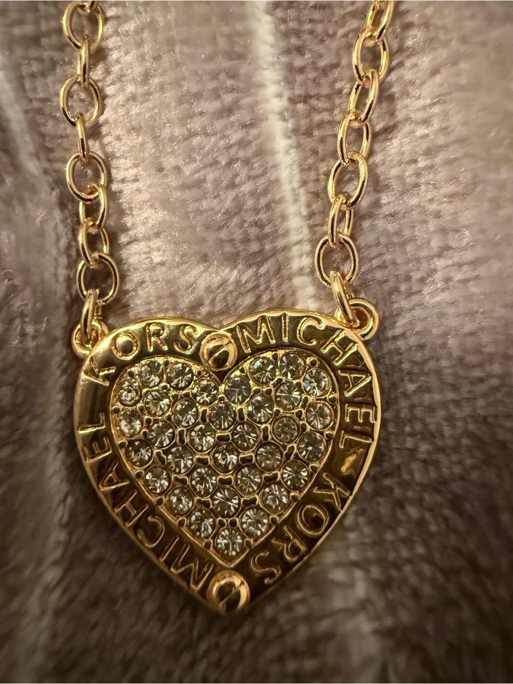 Michael Kors Gold Heart Pendant Necklace with Crystal Pavé